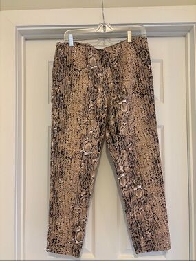 Vince Camuto Snake-Print Cropped Chinos in Beige and Black